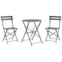 conjunto de balcon 3 piezas patio exterior mesa redonda y sillas acero negro fiori