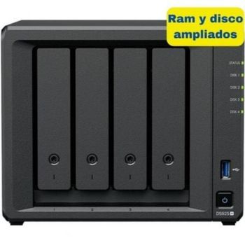 NAS Interno Synology 16TB 4 Bahías 2.5GbE AMD Ryzen V1500B 8GB DDR4 ECC DS925+ con expansión NVMe