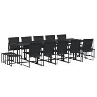 juego de comedor de jardin 15 piezas textileno negro