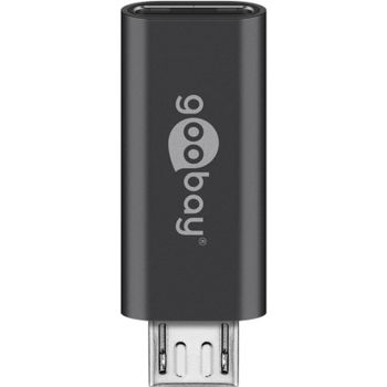 Cambiador de género Goobay 55553 Micro USB B macho a USB C hembra gris
