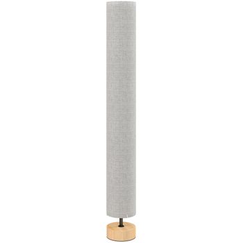 HOMCOM Lámpara de Pie Lámpara de Salón con Casquillo Máx. 40 W E27 Pantalla de Lino y Marco de Metal Ø15x120 cm Gris