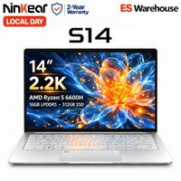 ninkear s14 ligero portatil amd ryzen 5 6600h 14 pulgadas pantalla ips 22k 16gb ram lpddr5 512gb ssd lector de huella windows 11 wifi 6 carga rapida usb-c pd 65w para oficina estudio