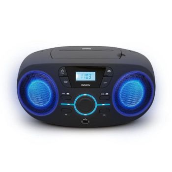 Radio CD Mooov 477415 Luminoso FM USB Repetición Aleatoria LCD
