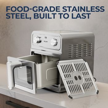 Horno Freidora de Aire de 6.5L con Ventana de Visualización y Control Clásico con Perilla 80-200 ℃   Horno de cocción sin volteo con doble calentamiento, tamaño familiar