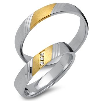 Alianzas 14 quilates oro amarillo-blanco 3 diamantes