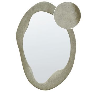 Espejo De Pared Decorativo Terciopelo Estilo Moderno Color Verde Forma Irregular 59 X 90 Cm Lenax