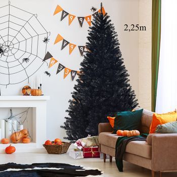 2,25m Árbol De Navidad Con Decoraciones De Halloween 1258 Ramas No Iluminado Con Base Sólida De Metal Cfw44720