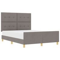 cama matrimonial  cama para adulto  estructura de cama con cabecera taupe 140 x 200 cm tela