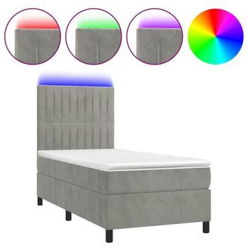 Cama Tapizada 193x90x128 Cm Terciopelo - Gris