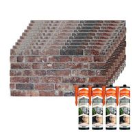 set de 10 paneles decorativos efecto ladrillo rustico en eps  4 botes de adhesivo de montaje