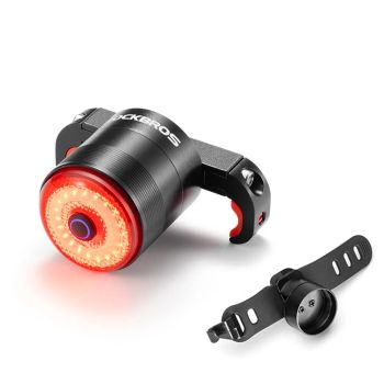 ROCKBROS Q5 Mini Luz Trasera Inteligente para Bicicleta con Sensores de Vibración, Luz de Freno Sensible, Luz Trasera IP