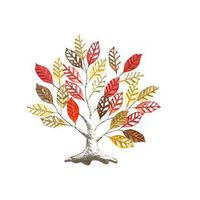 decoracion de pared de metal - arbol frondoso rojo marron dorado y plateado acabado lacado 89 x 4 x 86 cm dec050047