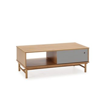 Mesa de centro magnus 1 puerta corredera y 1 hueco, madera maciza, 110 x 55 x 42 cm