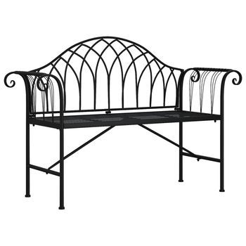 Banco De Jardín | Silla De Jardín De Dos Plazas 128 Cm Acero Negro
