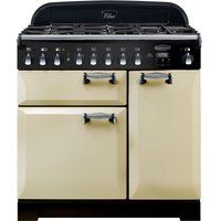 rangemaster elan deluxe ela90dffcr 90 cm dual fuel ranger cooker - cream  chrome cream