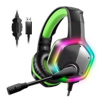 auriculares gaming genericos con cable usb 71 microfono cancelacion de ruido y rgb verde