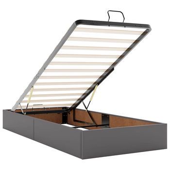 Cama Ottomana (incluye Colchón, Hecha De Cuero Artificial Gris)