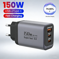 cargador usb c de 150w con 3 puertos carga super rapida pd qc30 adaptador de viaje para iphone 17 samsung xiaomi tablet enchufe eu uk us
