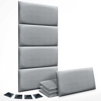 dhome juego de 8 paneles tapizados de polipiel premium pack autoadhesivos para pared acusticos absorbentes proteccion plata 50x40cm x8