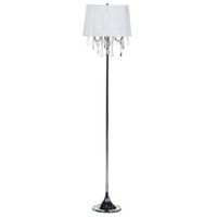 lampara de pie de metal plateado blanco 165 cm 3 luces pantalla tambor evans