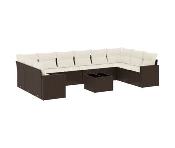 Vidaxl set de sofás de jardín 11 pzas cojines ratán sintético marrón