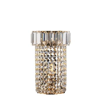 Lámpara De Mesa Vladimir De Hierro Y Latón Dorado Con Pedrería, 1 Luz H.27 Ø18 Bl263-lt-or