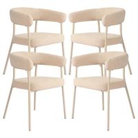 juego de 4 sillas de comedor huk textil metal 78x57x56 cm - beige encasa