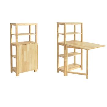 Sobuy Fwt70-n Mesa De Comedor Plegable De Madera De Caucho Con Estantes Mesa De Oficina Mesa Para Cocina 98x126x60cm Es
