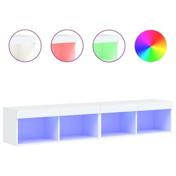 Muebles De Tv Con Luces Led 2 Uds Blanco 80x30x30 Cm Vidaxl