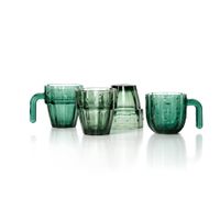 set de 4 vasos de vidrio en verde 121x121x79cm