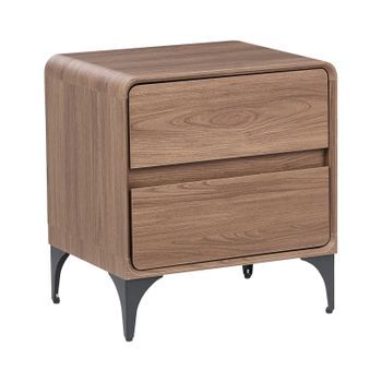 Mesita De Noche Con 2 Cajones De Mdf Almacenaje Dormitorio Marrón Oscuro Cowell