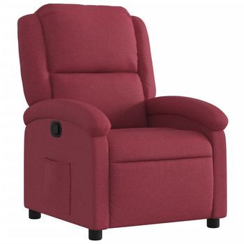 Sillón Reclinable De Tela Rojo Tinto Vidaxl