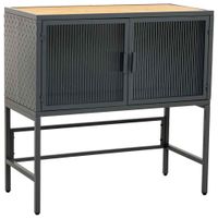aparador de vidrio metal y madera 2 puertas 80x38x805h cm - negro