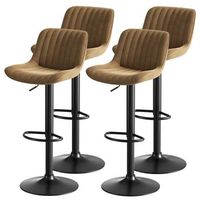 juego de 4 taburetes de bar giratorios 360 grados regulables 87-109 cm terciopelo marron