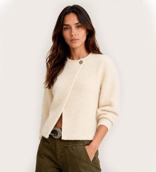 BA&SH para mujer. 1H26FIDA Cárdigan de Punto Fida blanco roto (36), Casual, Poliamida