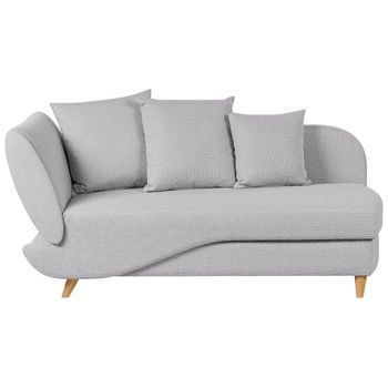 Chaise Longue De Tela Con Cojines Espacio De Almacenamiento Izquierdo Gris Claro Meri Ii
