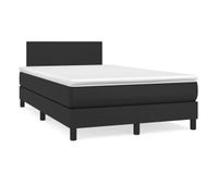 cama box spring con colchon cuero sintetico negro 120x200 cm diseno plano