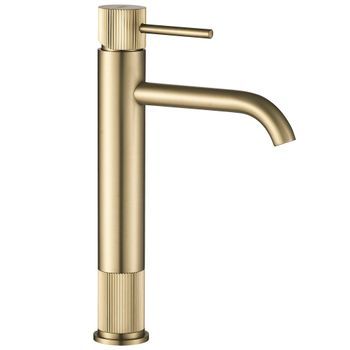 Grifo De Lavabo Rea Lungo Stripe High, Brush Gold 0 X 14 X 30 Cm