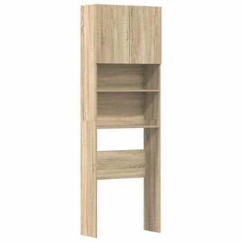 Armario De Lavadora Madera Ingeniería Roble Sonoma 64x24x190 Cm Vidaxl
