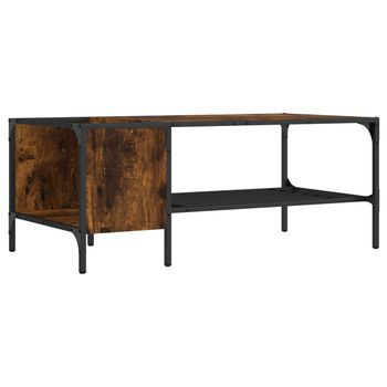 Mesa De Centro 100x51x40 Cm Madera Y Metal Trabajados - Marrón