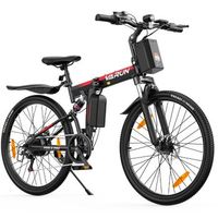 bicicleta de montana electrica plegable varun m26-3 pro de 26 suspension completa negra y roja
