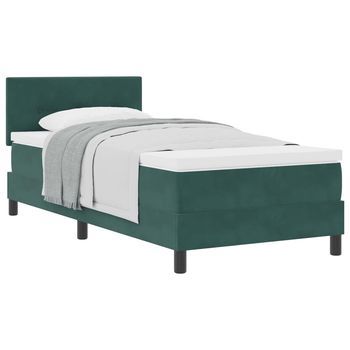 Cama Tipo Box Spring Verde Oscuro 90 X 190 Cm Terciopelo Vidaxl