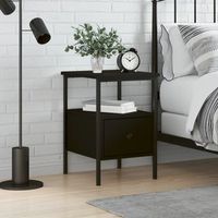 mesita de noche - mueble para dormitorio - madera contrachapada y hierro - negro 34x36x50cm