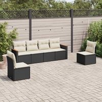 conjunto de sofas de jardin 6 uds  mueble jardin mesa y sillas y cojines ratan sintetico negro cfw855811