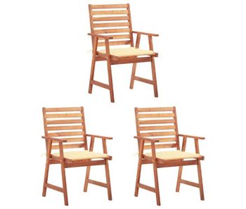 Sillas comedor de jardin 3 unidades madera maciza acacia y cojines
