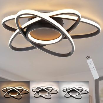 Zmh Lámpara De Techo Led De Diseño Moderno Para Salón Con 3 Lámparas Ovaladas De 3000-6500 K Y Mando A Distancia.