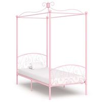 estructura cama con dosel sin colchon metal rosa 100x200 cm vidaxl