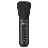 microfono tascam tm-250u usb supercardioide con mute y soporte de sobremesa