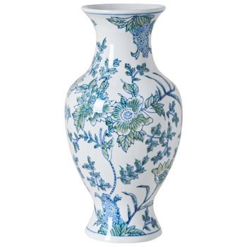 Jarrón Para Flores Florero Accesorio Decorativo De Porcelana Blanco Y Azul Llanes