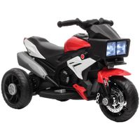 homcom moto electrica infantil con 3 ruedas para 3 anos triciclo bateria 6v con luces musica neumaticos anchos velocidad 3 kmh rojo   aosom espana